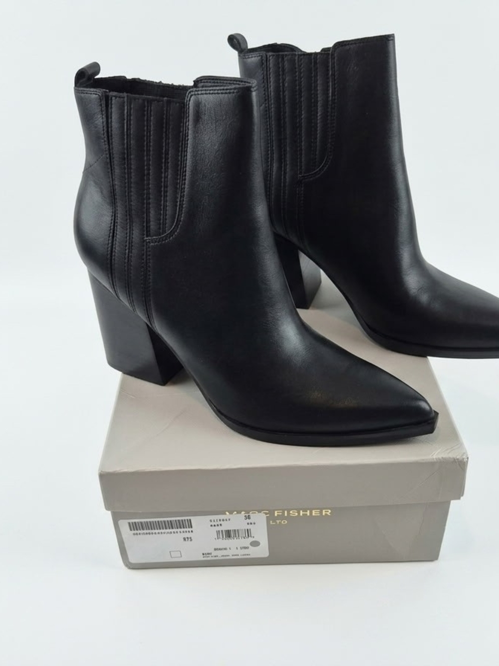 Marc Fisher Black Pointed Toe Ankle Booties